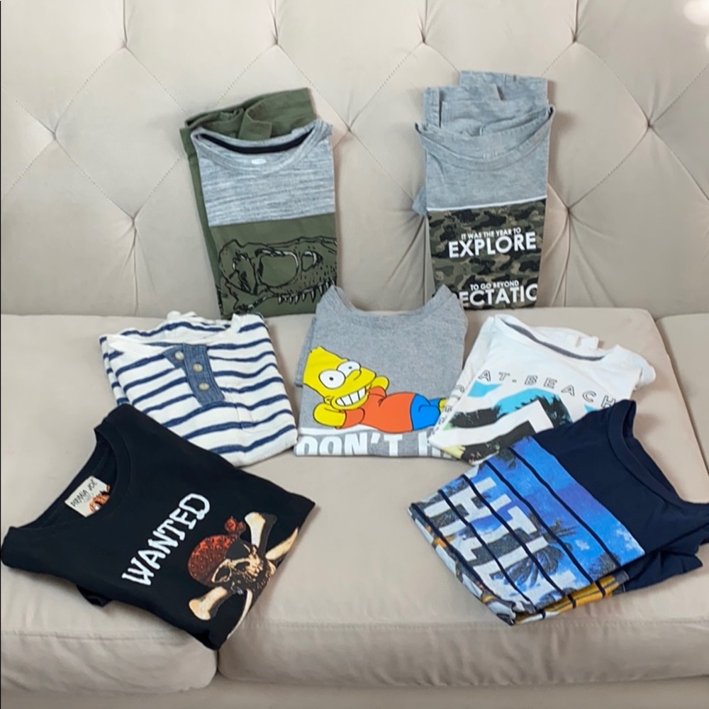 7 short sleeve shirts size 10-12 boys bundle